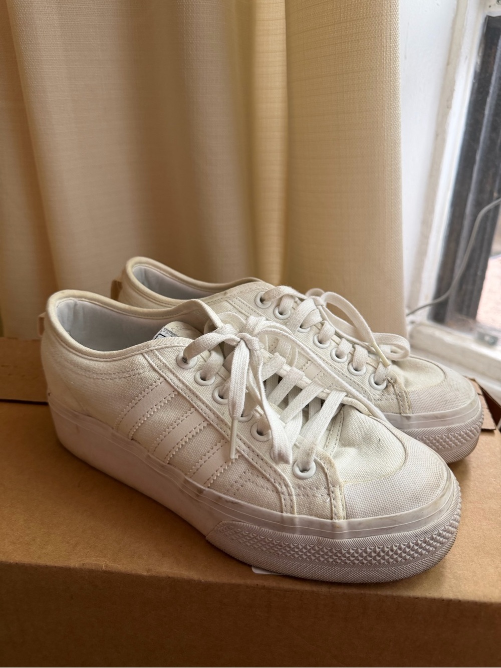 White Adidas Nizza Platform Sneakers